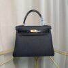 Kelly Retourne 25 Style Black Togo and Shiny Alligator Touch Gold Hardware