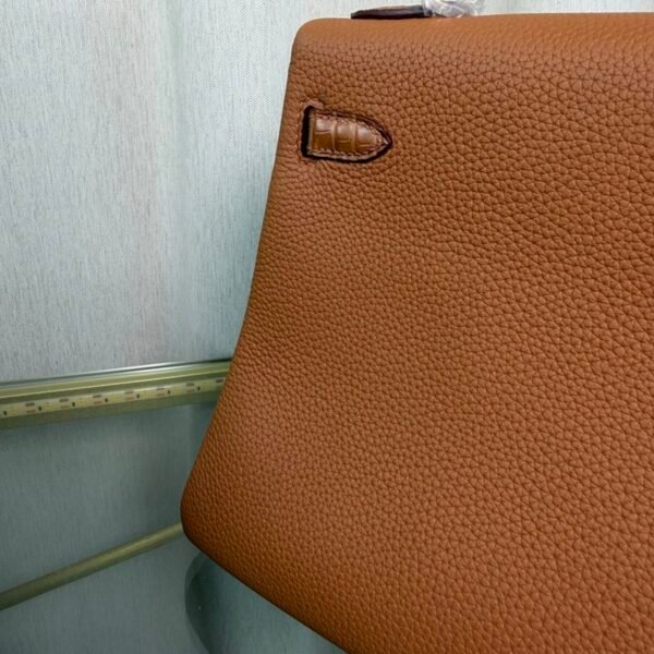 Kelly Retourne 25 Gold Togo and Matte Porosus Crocodile Touch Gold Hardware