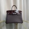 Birkin Retourne 25 Style Ebene Togo and Shiny Porosus Crocodile Touch Palladium Hardware
