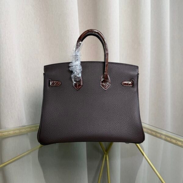 Birkin Retourne 25 Style Ebene Togo and Shiny Porosus Crocodile Touch Palladium Hardware