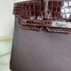 Birkin Retourne 25 Style Ebene Togo and Shiny Porosus Crocodile Touch Palladium Hardware