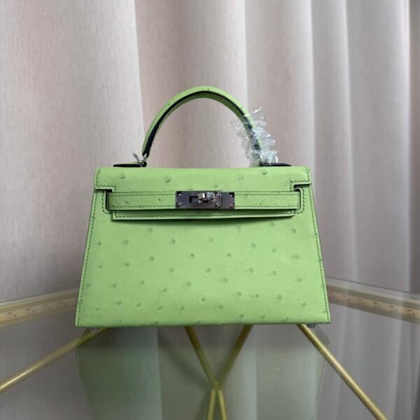 Kelly Sellier 20 Style Vert Yucca Ostrich Palladium Hardware