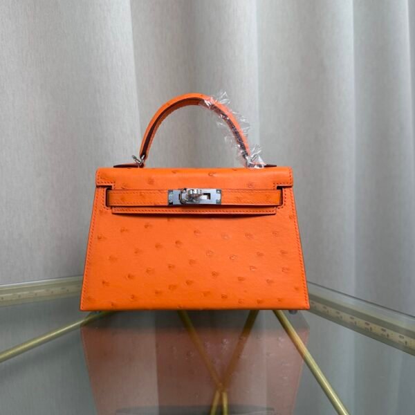Kelly Sellier 20 Style Orange Ostrich Palladium Hardware
