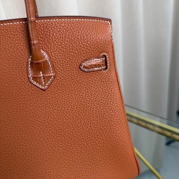 Birkin Retourne 25 Style Gold Togo and Barenia Faubourg Matte Alligator Touch Gold Hardware