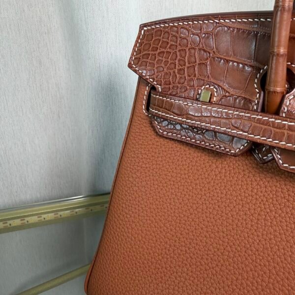 Birkin Retourne 25 Style Gold Togo and Barenia Faubourg Matte Alligator Touch Gold Hardware