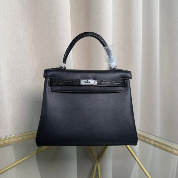 Kelly Retourne 25 Style Black Swift and Shiny Lizard Touch Palladium Hardware