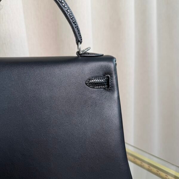Kelly Retourne 25 Style Black Swift and Shiny Lizard Touch Palladium Hardware