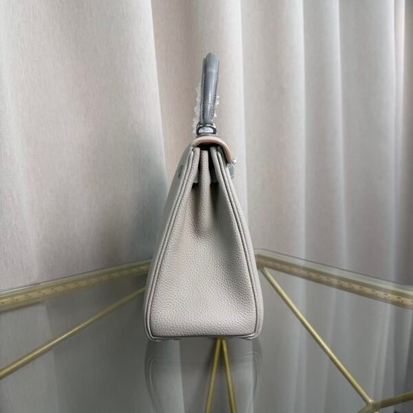 Kelly Retourne 25 Style Gris Perle Togo and Shiny Gris Galaxie Alligator Touch Palladium Hardware