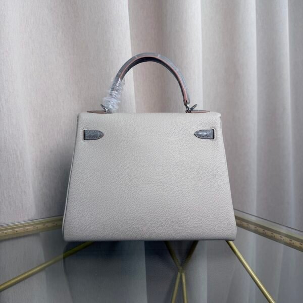 Kelly Retourne 25 Style Gris Perle Togo and Shiny Gris Galaxie Alligator Touch Palladium Hardware