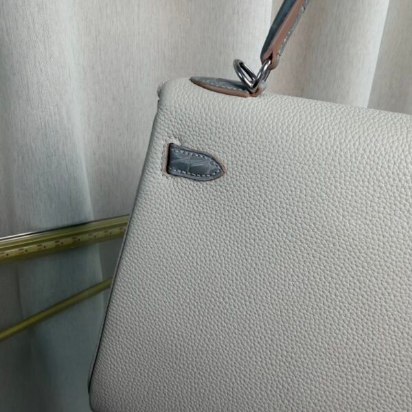 Kelly Retourne 25 Style Gris Perle Togo and Shiny Gris Galaxie Alligator Touch Palladium Hardware