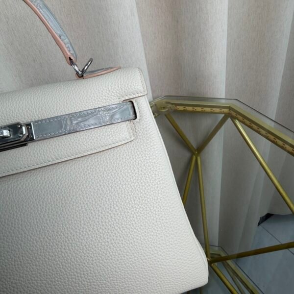 Kelly Retourne 25 Style Gris Perle Togo and Shiny Gris Galaxie Alligator Touch Palladium Hardware