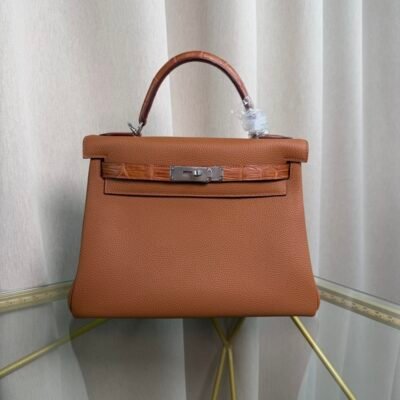 Kelly Retourne 28 Style Gold Togo and Matte Alligator Touch Palladium Hardware