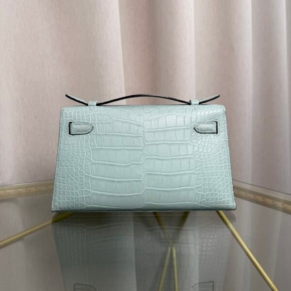 Kelly Pochette Style Vert Fizz Matte Alligator Palladium Hardware