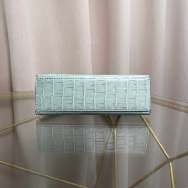 Kelly Pochette Style Vert Fizz Matte Alligator Palladium Hardware
