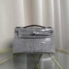 Kelly Pochette Style Gris Ciment Shiny Porosus Crocodile Palladium Hardware
