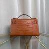 Kelly Pochette Style Fauve Matte Barenia Alligator Palladium Hardware