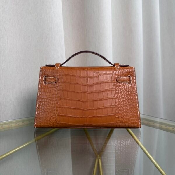 Kelly Pochette Style Fauve Matte Barenia Alligator Palladium Hardware