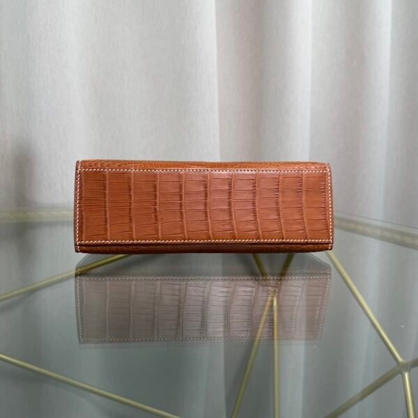 Kelly Pochette Style Fauve Matte Barenia Alligator Palladium Hardware