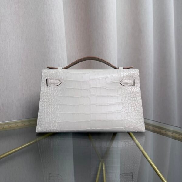 Kelly Pochette Style Craie Matte Alligator Palladium Hardware