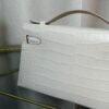 Kelly Pochette Style Craie Matte Alligator Palladium Hardware