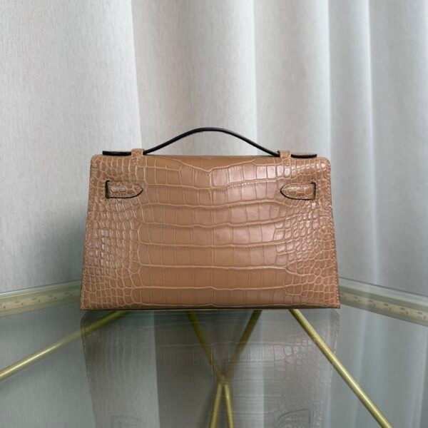 Kelly Pochette Style Chai Matte Alligator Gold Hardware