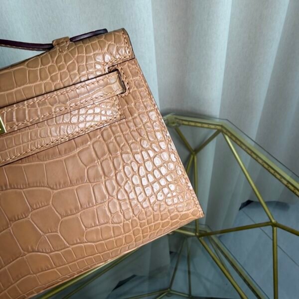 Kelly Pochette Style Chai Matte Alligator Gold Hardware