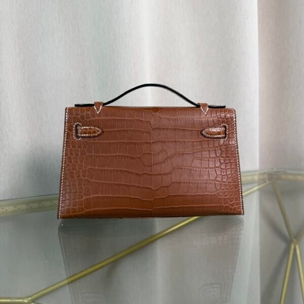 Kelly Pochette Style Fauve Matte Barenia Alligator Palladium Hardware