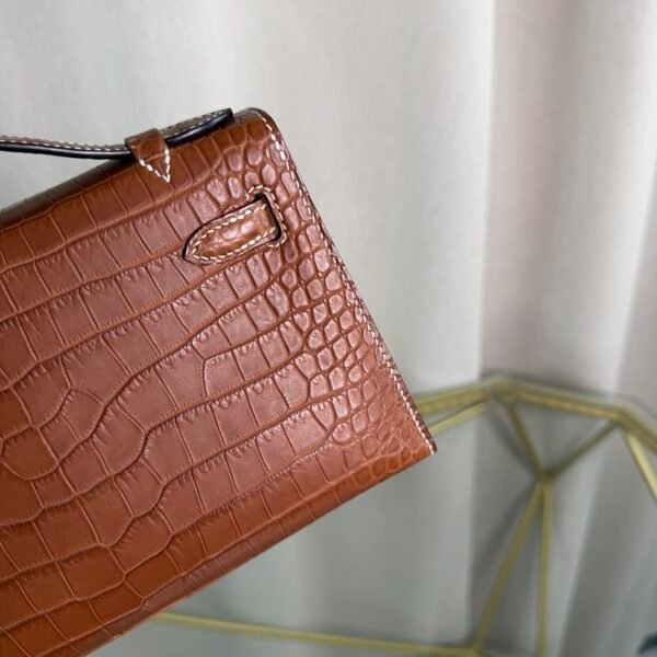 Kelly Pochette Style Fauve Matte Barenia Alligator Palladium Hardware