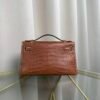 Kelly Pochette Style Fauve Matte Barenia Alligator Gold Hardware