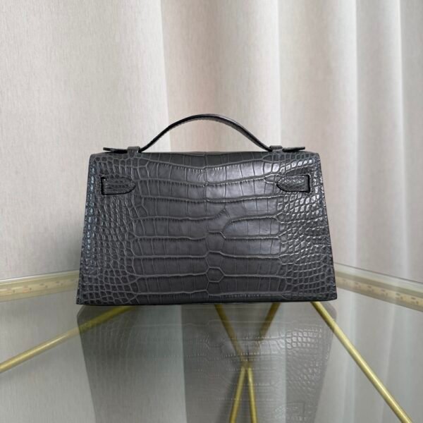 Kelly Pochette Style Graphite Matte Alligator Palladium Hardware