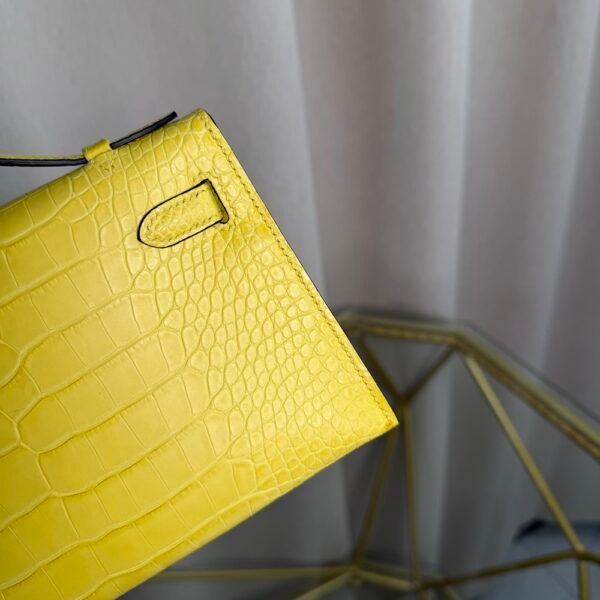 Kelly Pochette Style Jaune Mimosa Matte Alligator Gold Hardware