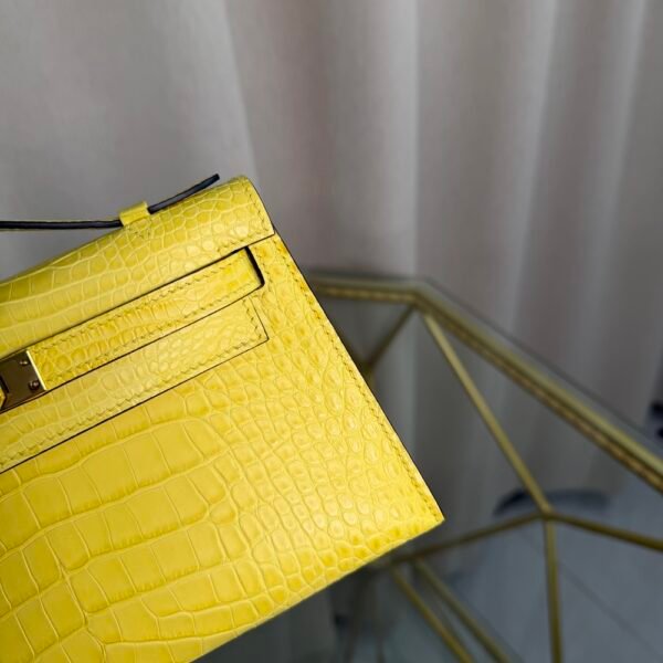 Kelly Pochette Style Jaune Mimosa Matte Alligator Gold Hardware