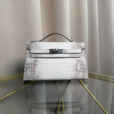 Kelly Pochette Style Himalaya Niloticus Crocodile Palladium Hardware