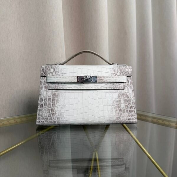 Kelly Pochette Style Himalaya Niloticus Crocodile Palladium Hardware