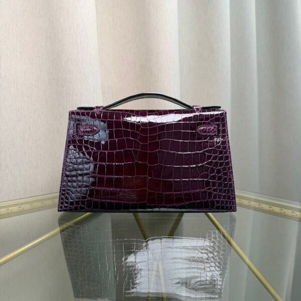 Kelly Pochette Style Violet Shiny Alligator Palladium Hardware Kelly Pochette Style Violet Shiny Alligator Palladium Hardware