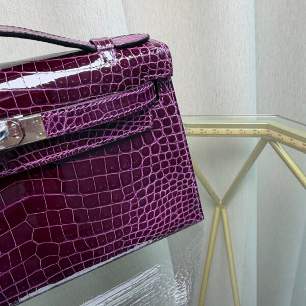Kelly Pochette Style Violet Shiny Alligator Palladium Hardware Kelly Pochette Style Violet Shiny Alligator Palladium Hardware