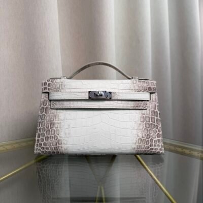 Kelly Pochette Style Himalaya Niloticus Crocodile Palladium Hardware