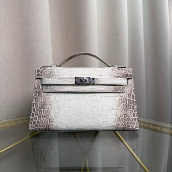 Kelly Pochette Style Himalaya Niloticus Crocodile Palladium Hardware