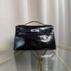 Kelly Pochette Style Black Shiny Alligator Palladium Hardware