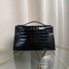 Kelly Pochette Style Black Shiny Alligator Palladium Hardware