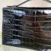 Kelly Pochette Style Black Shiny Alligator Palladium Hardware