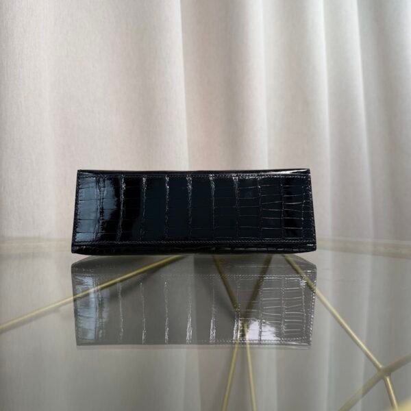 Kelly Pochette Style Black Shiny Alligator Palladium Hardware