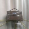 Kelly Pochette Style Gris Tourterelle Shiny Alligator Palladium Hardware