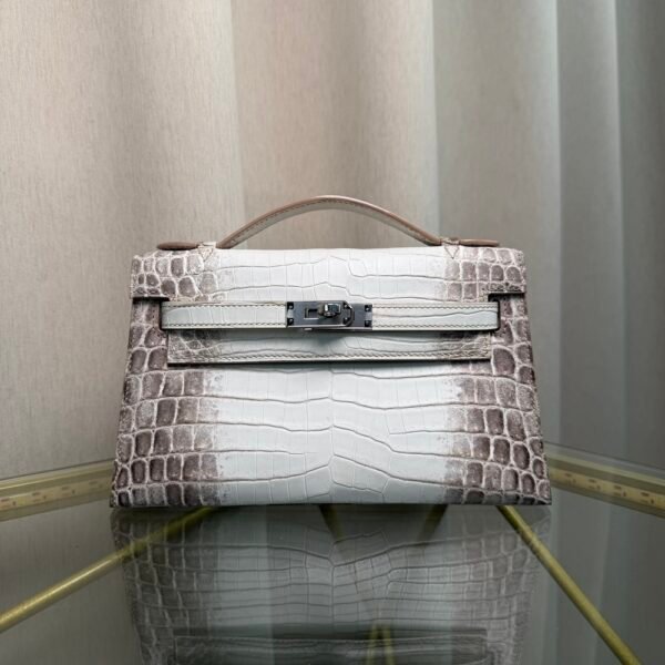 Kelly Pochette Style Himalaya Niloticus Crocodile Palladium Hardware Kelly Pochette Style Himalaya Niloticus Crocodile Palladium Hardware