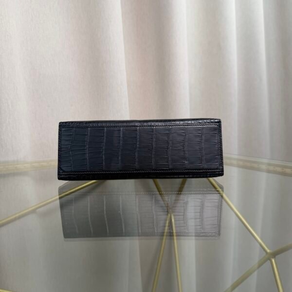 Kelly Pochette Style Black Matte Alligator Palladium Hardware