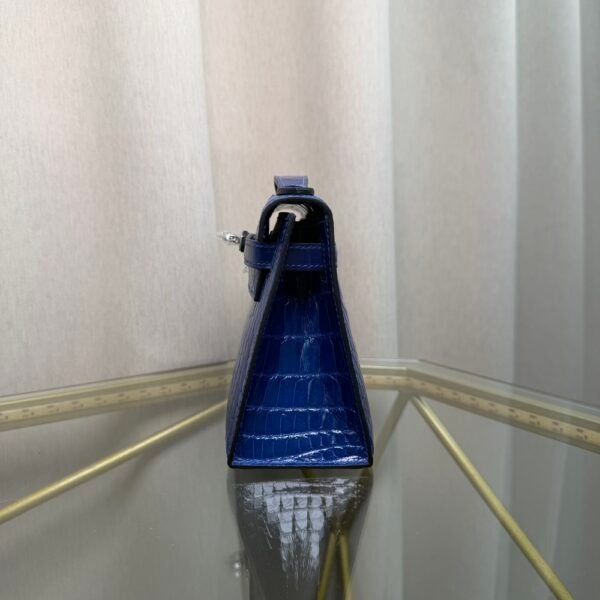 Kelly Pochette Style Bleu Electrique Shiny Alligator Palladium Hardware