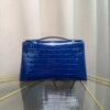 Kelly Pochette Style Bleu Electrique Shiny Alligator Palladium Hardware