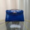 Kelly Pochette Style Bleu Electrique Shiny Alligator Palladium Hardware