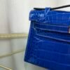 Kelly Pochette Style Bleu Electrique Shiny Alligator Palladium Hardware