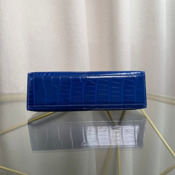 Kelly Pochette Style Bleu Electrique Shiny Alligator Palladium Hardware